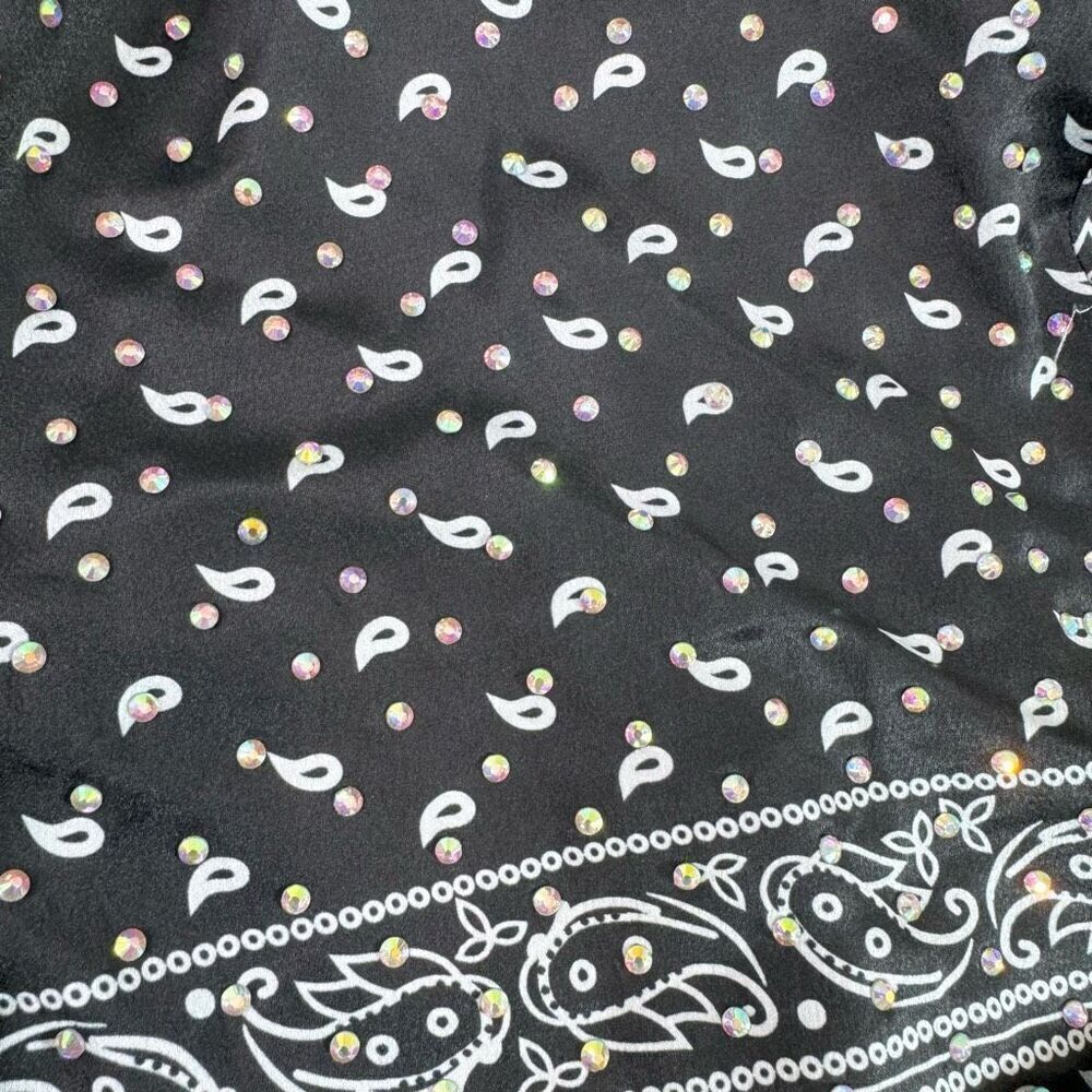 Akira Top Womens Medium Black Western Bling Country Collar Dark NewTunic - Picture 4 of 10